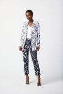 Geometric Print Trousers - Midnight Blue/vanilla