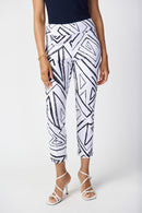 Geometric Print Trousers - Vanilla/midnight Blue