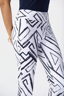 Geometric Print Trousers - Vanilla/midnight Blue