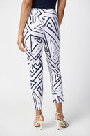 Geometric Print Trousers - Vanilla/midnight Blue