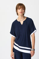 Colour Block Top - Midnight Blue/vanilla