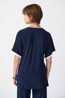 Colour Block Top - Midnight Blue/vanilla