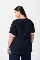 Colour Block Top - Midnight Blue/vanilla