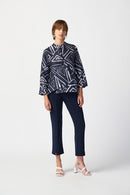 Geometric Print Jacket - Midnight Blue/vanilla