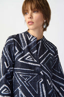 Geometric Print Jacket - Midnight Blue/vanilla