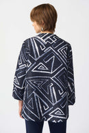 Geometric Print Jacket - Midnight Blue/vanilla