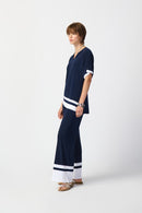 Colour Block Trouser - Midnight Blue/vanilla