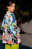 Abstract Print Blazer - Vanilla Multi