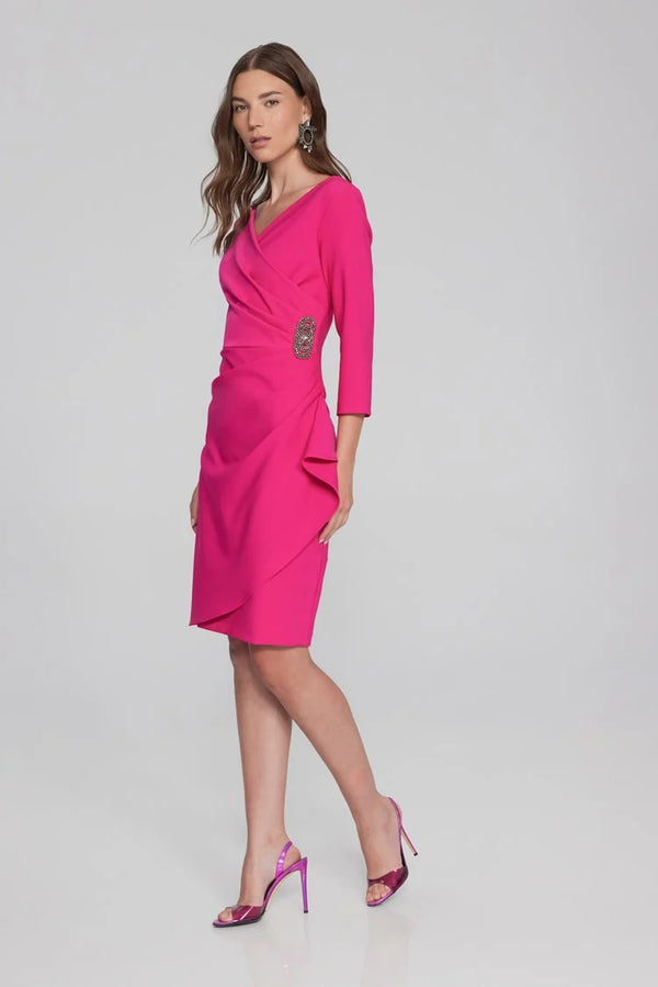 Lux Twill Wrap Dress - Shocking Pink