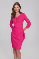 Lux Twill Wrap Dress - Shocking Pink