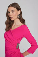 Lux Twill Wrap Dress - Shocking Pink