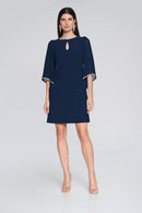 Chiffon Sleeves Dress - Midnight Blue