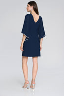 Chiffon Sleeves Dress - Midnight Blue