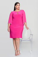 Chiffon Sleeves Dress - Shocking Pink