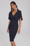 ScubaCrepe Pearl Det Dress - Midnight Blue