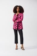 Laser-Cut Mesh Jacket - Geranium/black