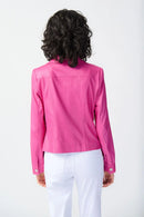 Metal Trim Suede Jacket - Bright Pink
