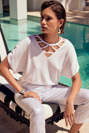 Cutout Neckline Jumper - Vanilla