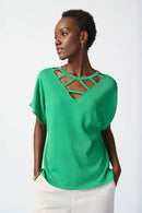 Cutout Neckline Jumper - Island Green