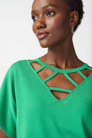 Cutout Neckline Jumper - Island Green