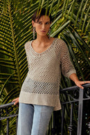 Sequins Open Stitch Jumpe - Champagne