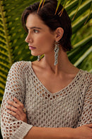 Sequins Open Stitch Jumpe - Champagne