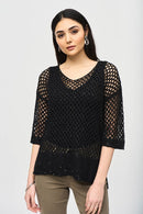 Sequins Open Stitch Jumper - Black