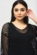 Sequins Open Stitch Jumper - Black