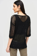 Sequins Open Stitch Jumper - Black