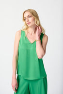 Gold Chain Satin Cami - Island Green