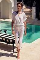 Metallic Animal Print Jea - White/silver