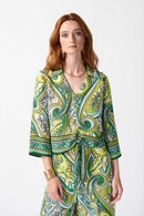 Paisley Front Tie Top - Vanilla Multi