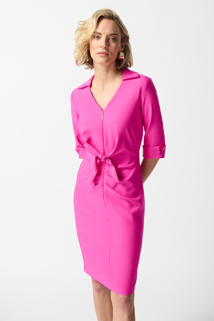 Joseph Ribkoff Lux Twill Sheath Dress - Ultra Pink