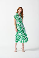 Floral Flowy Wrap Dress - Green/vanilla