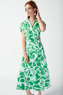 Floral Flowy Wrap Dress - Green/vanilla