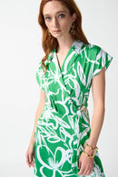 Floral Flowy Wrap Dress - Green/vanilla