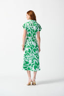 Floral Flowy Wrap Dress - Green/vanilla