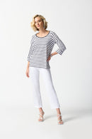 Flared Striped Top - Vanilla/midnight Blue