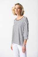 Flared Striped Top - Vanilla/midnight Blue