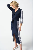 Stripe Combo Shirt Dress - Vanilla/midnight Blue