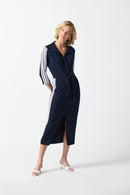 Stripe Combo Shirt Dress - Vanilla/midnight Blue
