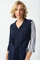 Stripe Combo Shirt Dress - Vanilla/midnight Blue