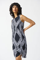 Geometric A-Line Dress - Black/vanilla