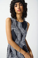 Geometric A-Line Dress - Black/vanilla