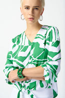 Abstract Front Tie Top - Green/vanilla