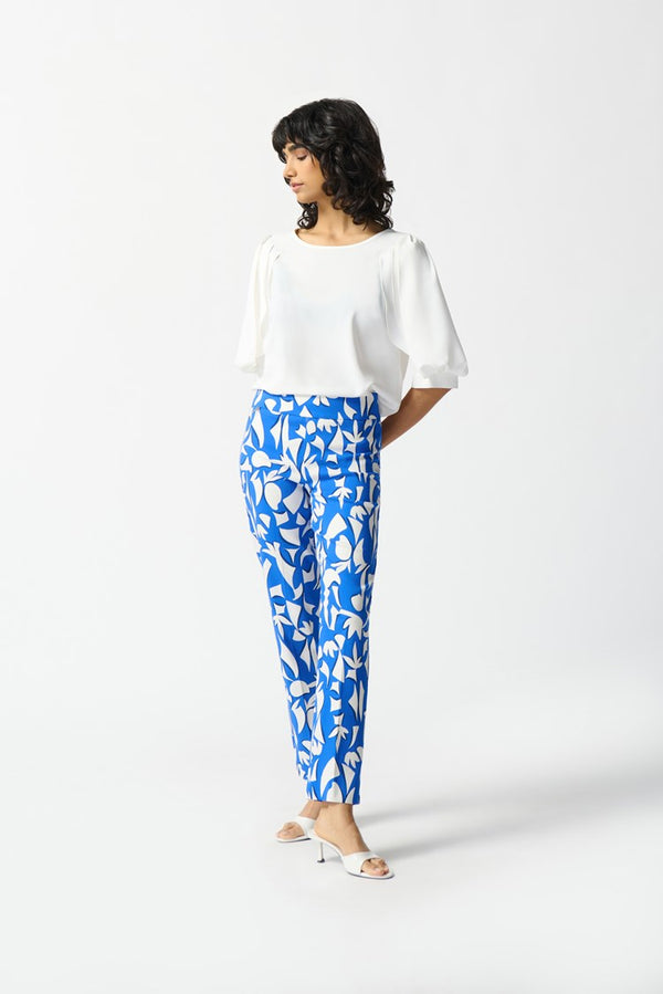 AbstractPrint Crop Trouser - Blue/vanilla