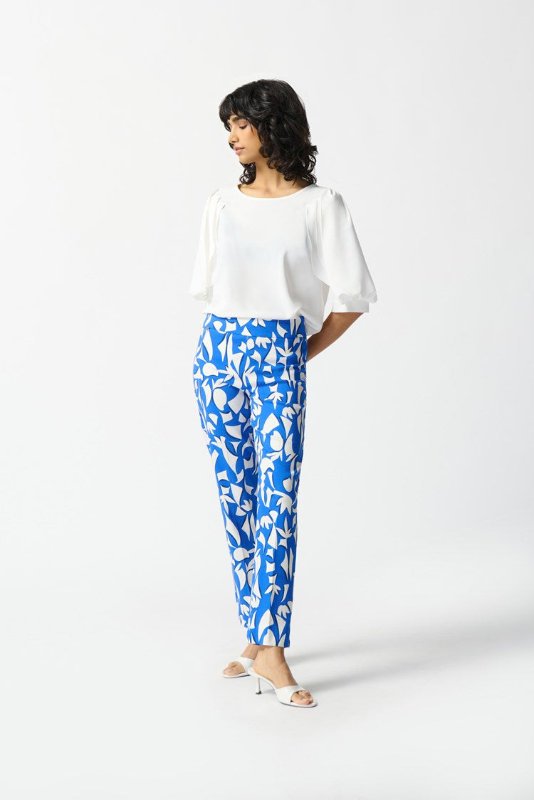 AbstractPrint Crop Trouser - Blue/vanilla
