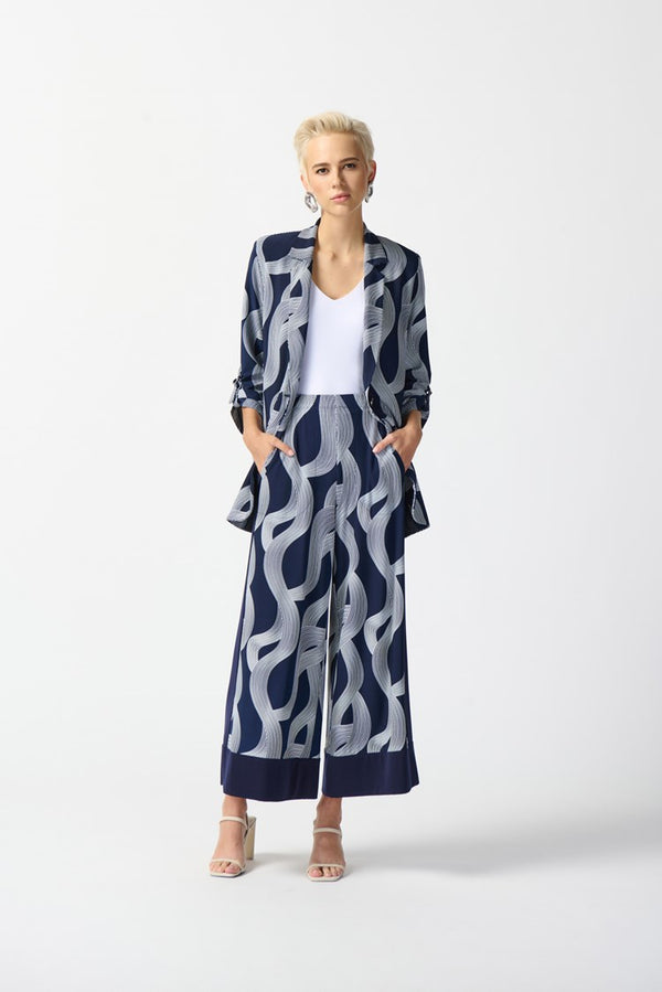 Abstract WideLeg Trouser - Midnight Blue/vanilla