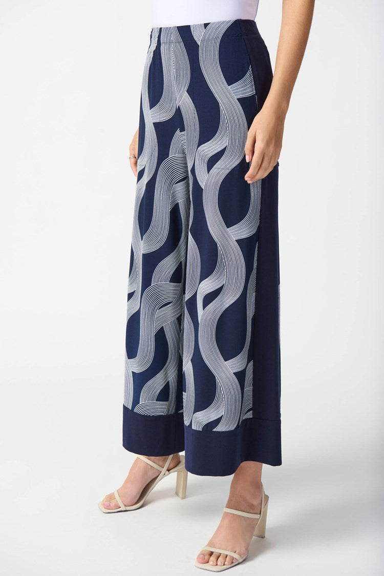 Abstract WideLeg Trouser - Midnight Blue/vanilla