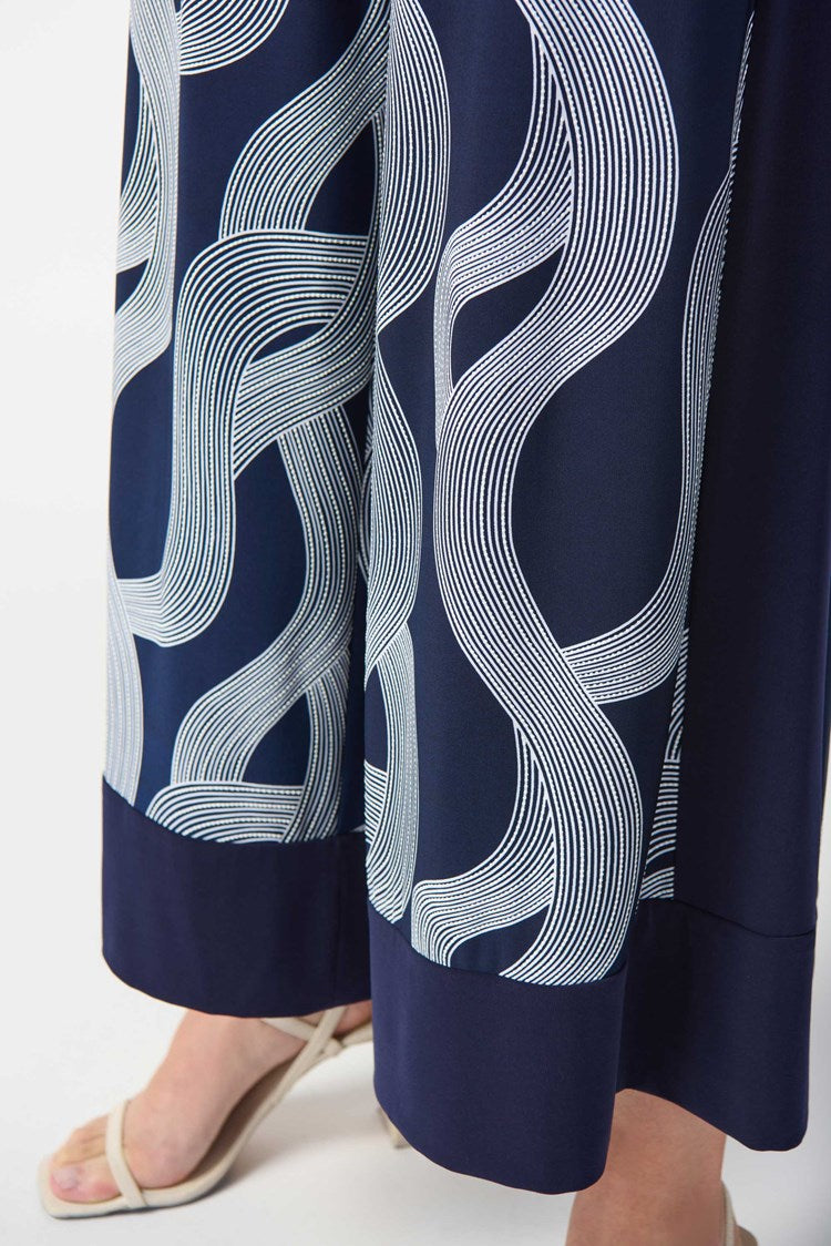 Abstract WideLeg Trouser - Midnight Blue/vanilla